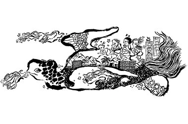 杉乃井ホテル×大分県立美術館×ザ・キャビンカンパニー墨絵の海亀が彩る